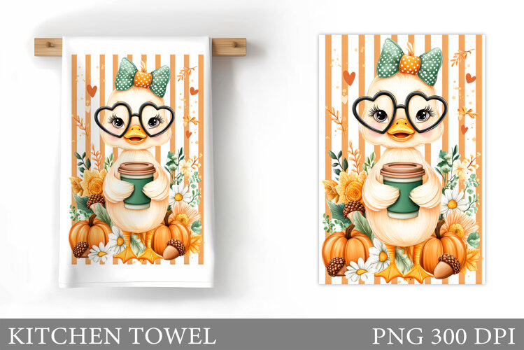 Fall Goose Kitchen Towel. Fall Kitchen Towel Sublimation example image 1