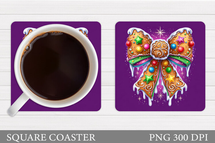 Christmas Bow Coaster. Christmas Coaster Sublimation example image 1