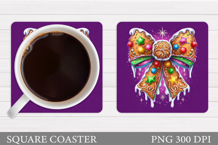Christmas Bow Coaster. Christmas Coaster Sublimation