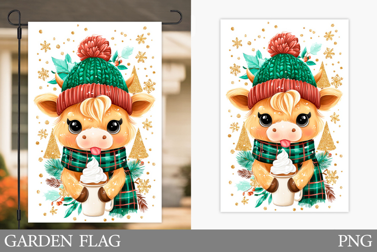 Christmas Cow Garden Flag. Christmas Garden Flag Sublimation