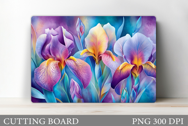 Irises Cutting Board Sublimation. Flowers Cutting Board