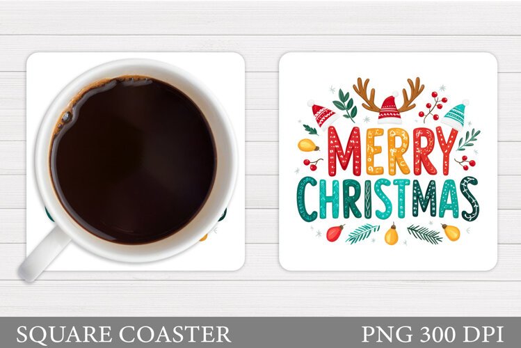 Merry Christmas Coaster. Christmas Coaster Design example image 1