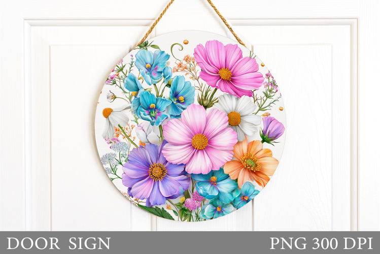 Wildflowers Door Sign Sublimation. Flowers Door Sign Design