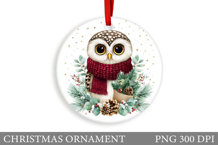 Christmas Owl Christmas Ornament. Christmas Owl Sublimation example image 1
