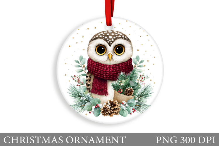 Christmas Owl Christmas Ornament. Christmas Owl Sublimation