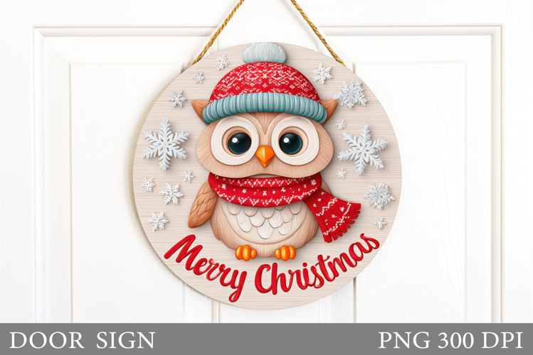 Christmas Owl Door Sign. Christmas Door Sign Sublimation
