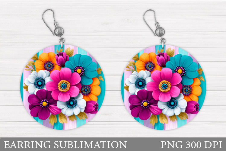 Flowers Earring Design. Floral Earring Sublimation