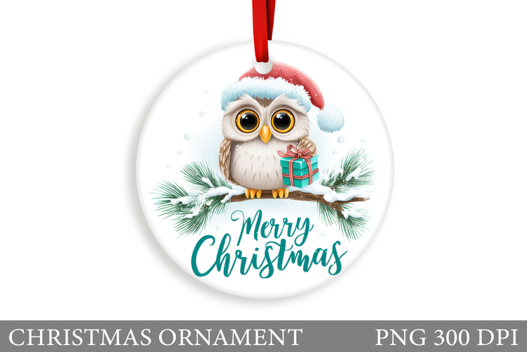 Christmas Owl Christmas Ornament. Christmas Owl Sublimation