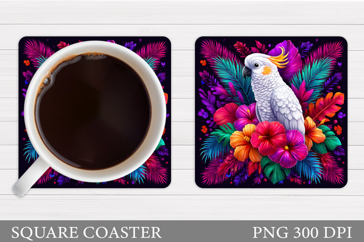 Parrots Square Coaster Design. Parrot Coaster Sublimation