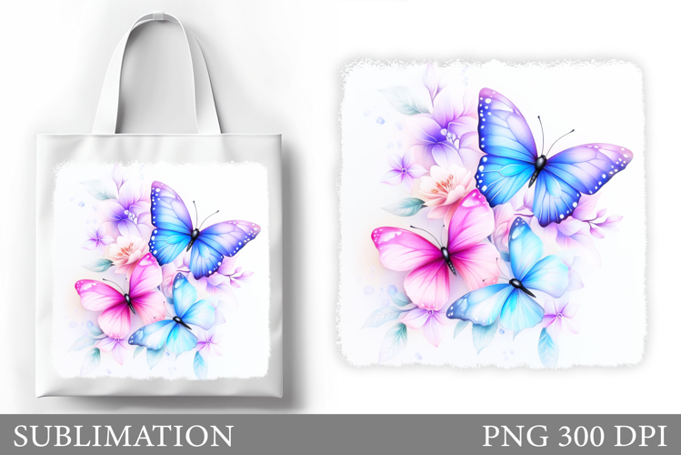 Butterfly Tote Bag Design. Flowers Tote Bag Sublimation