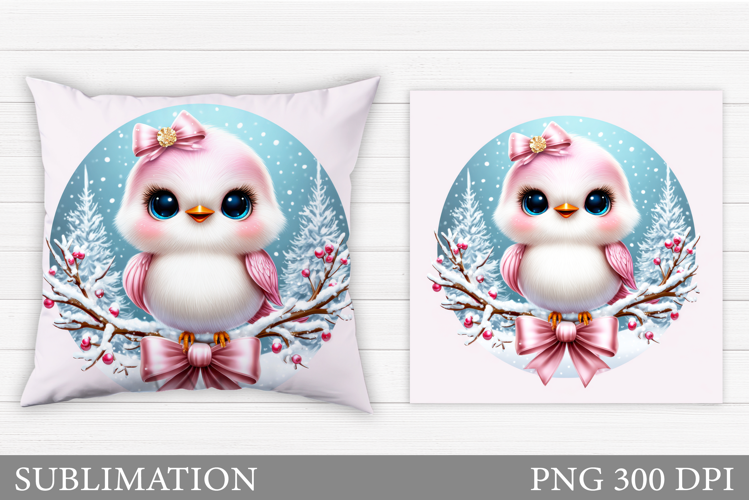 Christmas Bird Pillow Design. Christmas Pillow Sublimation