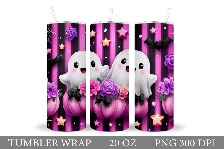 Ghost Tumbler Design. Cute Halloween Tumbler Sublimation