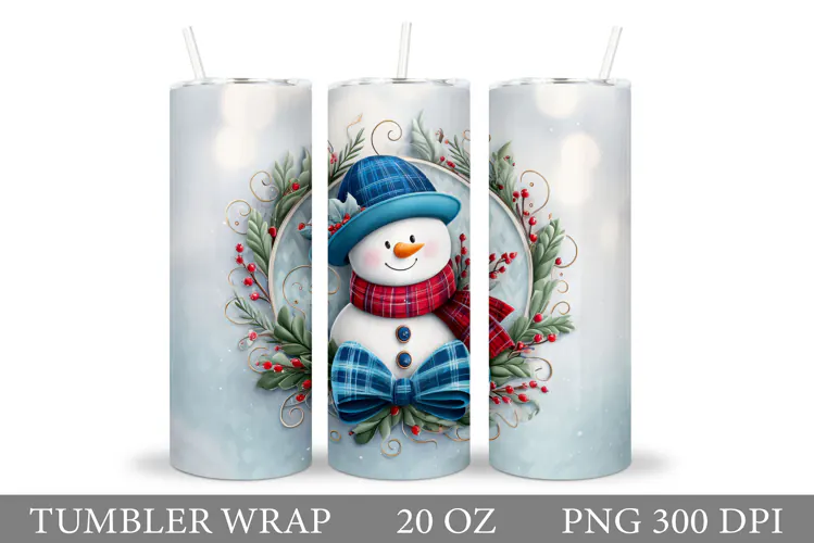 Cute Snowman Tumbler Design. Christmas Tumbler Sublimation