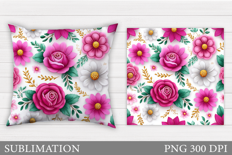 Flowers Sublimation. Flowers Pillow Design