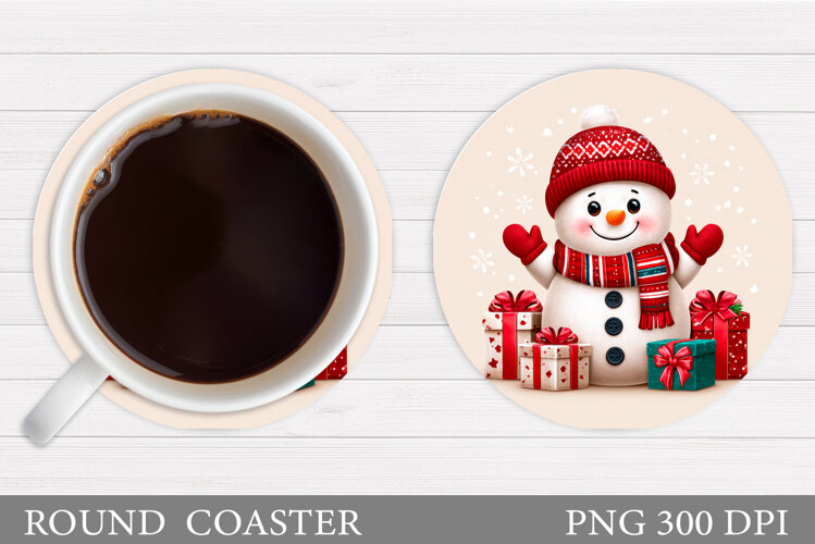Cute Snowman Coaster Design. Christmas Coaster Sublimation example image 1
