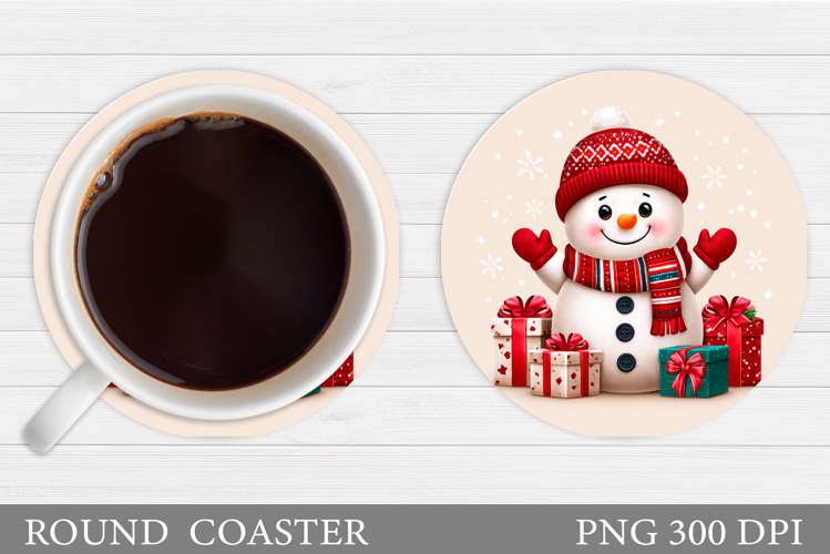 Cute Snowman Coaster Design. Christmas Coaster Sublimation
