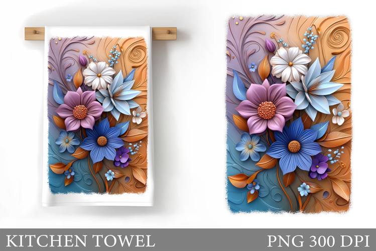 Flowers Kitchen Towel. Floral Kitchen Towel Design