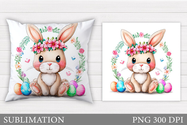 Easter Bunny Sublimation. Easter Bunny Pillow Design example image 1