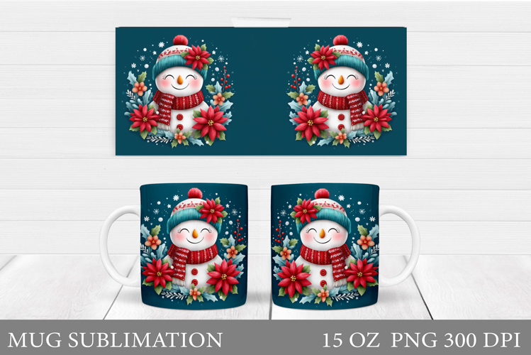 Christmas Snowman Mug Design. Christmas Mug Sublimation