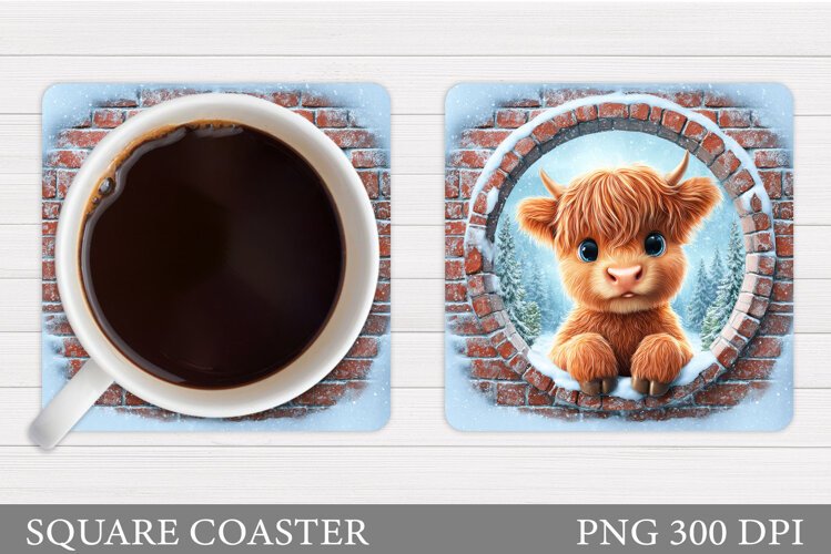 Christmas Cow Coaster. Christmas Cow Coaster Sublimation example image 1