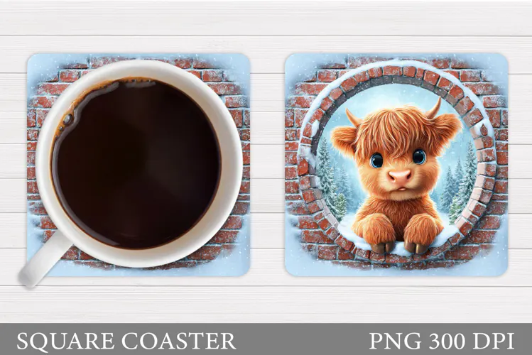 Christmas Cow Coaster. Christmas Cow Coaster Sublimation