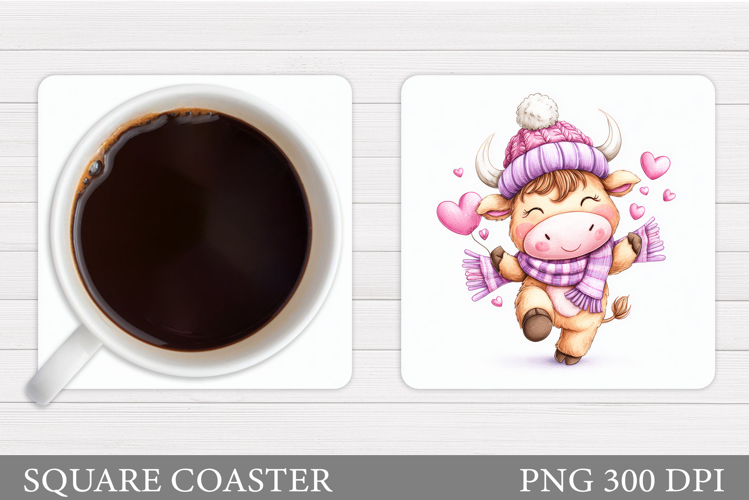 Valentines Cow Coaster Design. Valentines Square Coaster