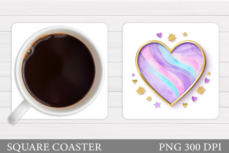 Heart Coaster Design. Valentine Coaster Sublimation