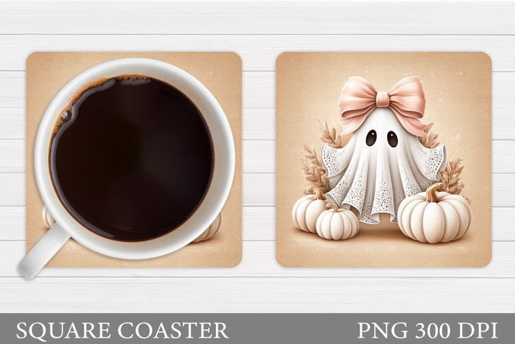 Cute Halloween Coaster Sublimation. Ghost Coaster Design
