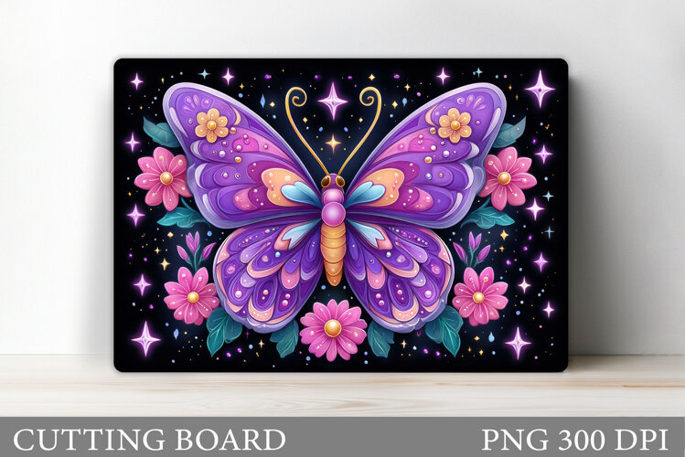 Butterfly Cutting Board. Flowers Cutting Board Sublimation example image 1
