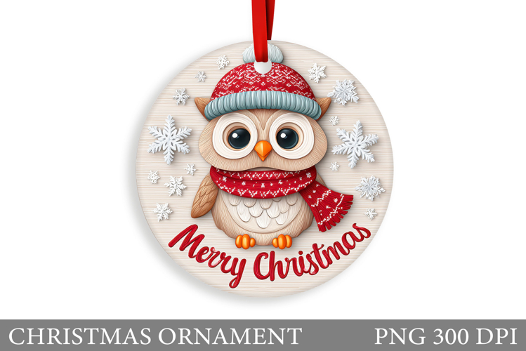 Christmas Owl Christmas Ornament. Christmas Owl Sublimation