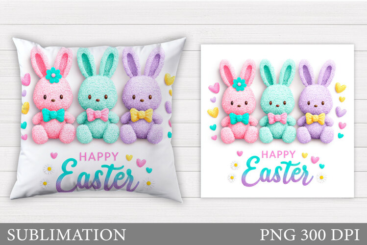 Easter Bunny Sublimation. Easter Bunny Pillow Design example image 1