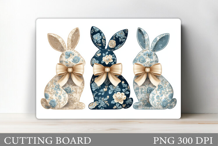 Floral Bunny Cutting Board Design. Bunny Sublimation example image 1
