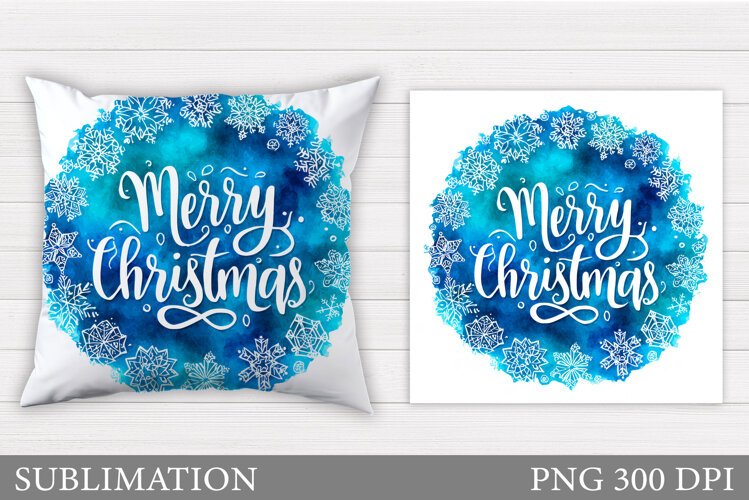 Merry Christmas Pillow Design. Christmas Pillow Sublimation example image 1