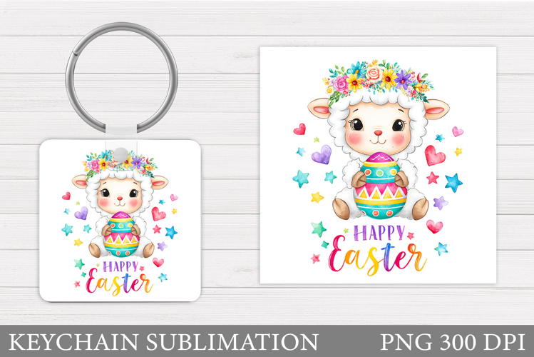 Easter Lamb Keychain Sublimation. Easter Keychain Design