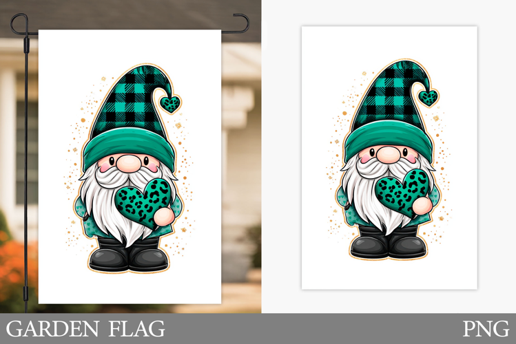 St Patrick Gnome Garden Flag. St Patrick Garden Flag Design