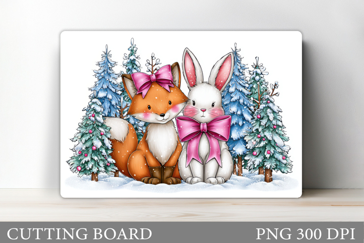 Christmas Fox Cutting Board. Christmas Bunny Cutting Board
