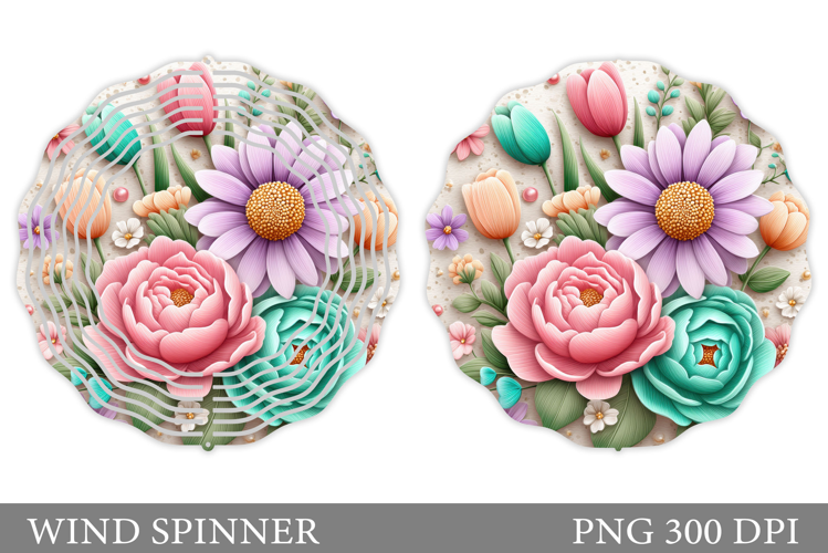 Floral Wind Spinner Sublimation. Flowers Wind Spinner Design