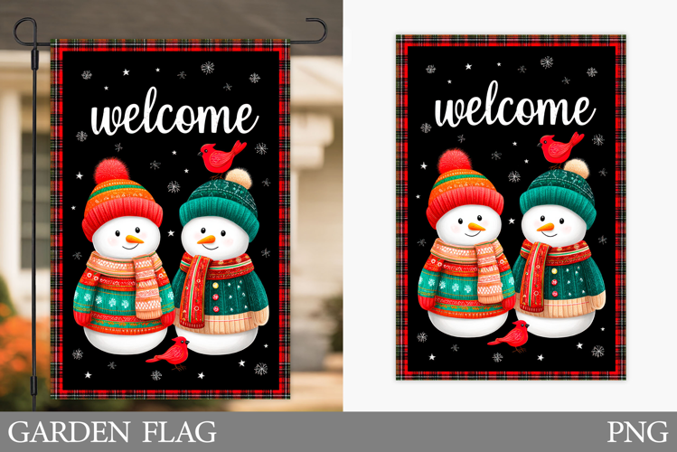 Snowman Garden Flag. Christmas Garden Flag Design