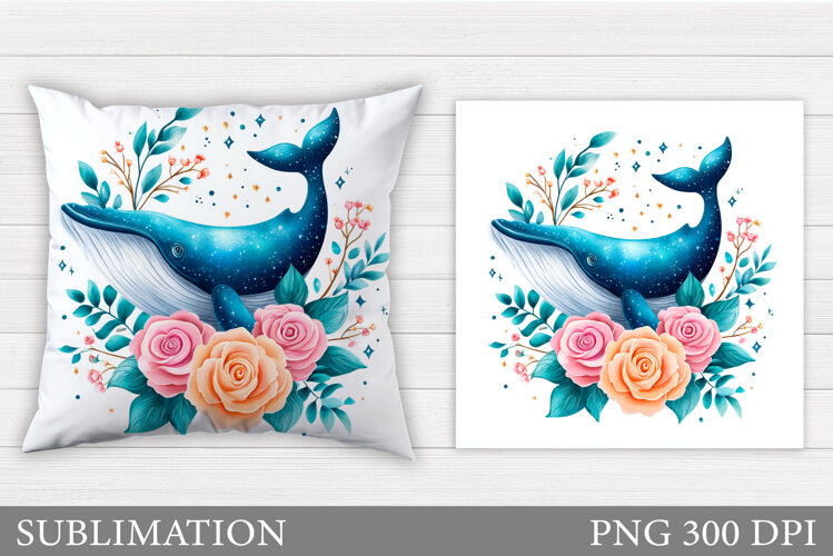 Whale Pillow Design. Whale Sublimation example image 1
