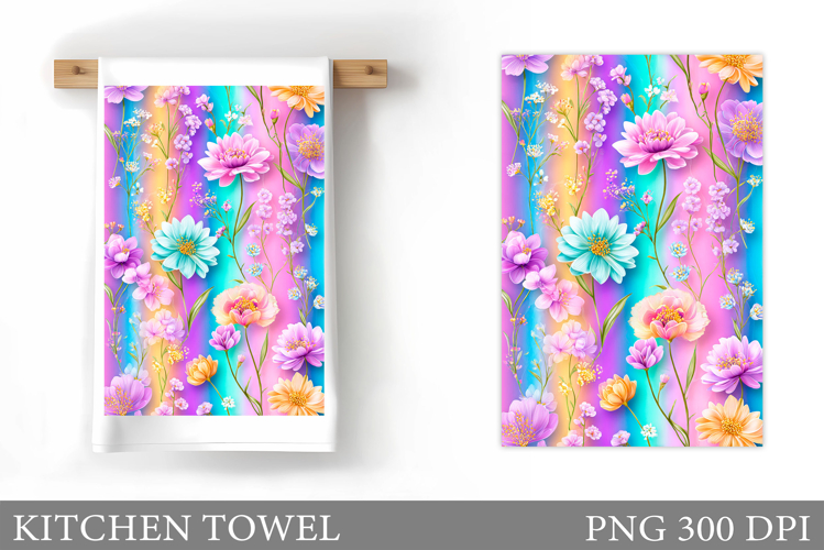 Floral Kitchen Towel Design. Flowers Kitchen Towel