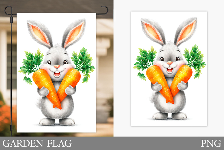 Cute Bunny Garden Flag. Summer Garden Flag Sublimation