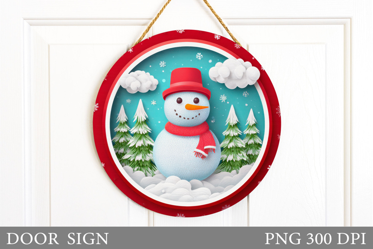 Christmas Snowman Door Sign. Christmas Door Sign Sublimation