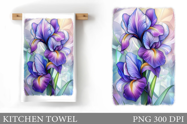 Irises Kitchen Towel. Flowers Kitchen Towel Design