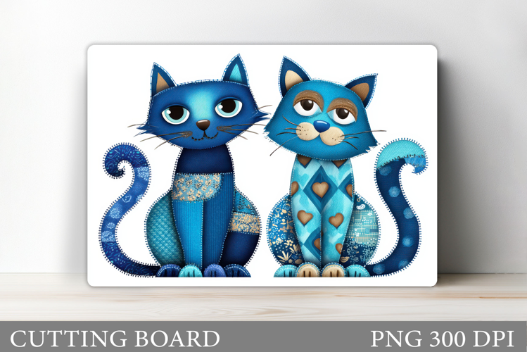 Patchwork Cats Cutting Board. Patchwork Cats Sublimation