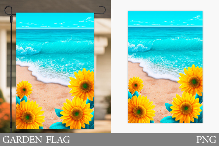 Sea Garden Flag Design. Beach Garden Flag Sublimation