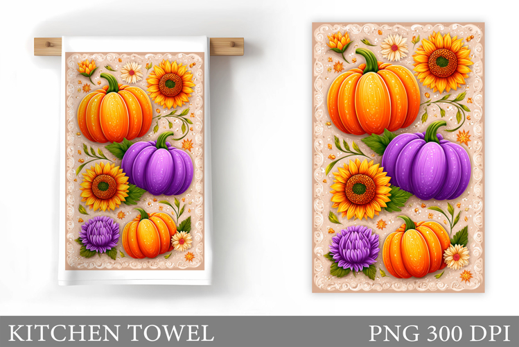 Pumpkin Kitchen Towel. Fall Kitchen Towel Sublimation