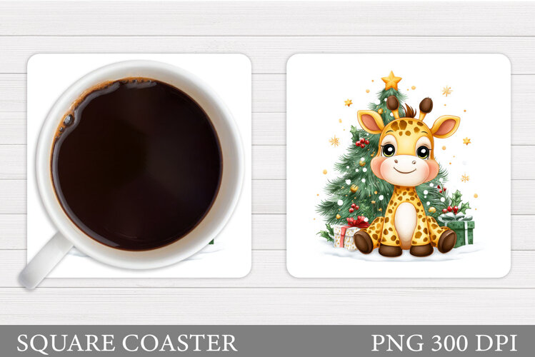 Christmas Giraffe Coaster. Christmas Coaster Sublimation example image 1