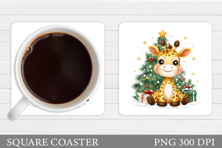 Christmas Giraffe Coaster. Christmas Coaster Sublimation