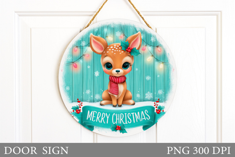 Christmas Deer Door Sign. Christmas Door Sign Sublimation