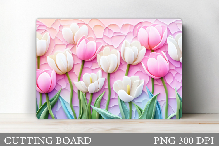 Tulips Cutting Board Design. Flowers Kitchen Cutting Board example image 1
